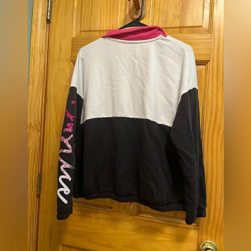 Justice brand size XL girls half zip with sequins on sleeve